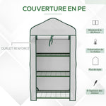 Serre de Jardin étagère 3 Niveaux dim. 59L x 39l x 127H cm métal thermolaqué Vert PE Haute densité 140g/m² Blanc