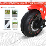 Porteur Enfants Moto de Course Effets musicaux et Lumineux Coffre Rangement Rouge Blanc