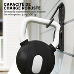 Lot de 4 support de vélo mural crochet de mur pour cintre de vélo pour intérieur et extérieur 25,5 x 10,5 x 4 cm noir