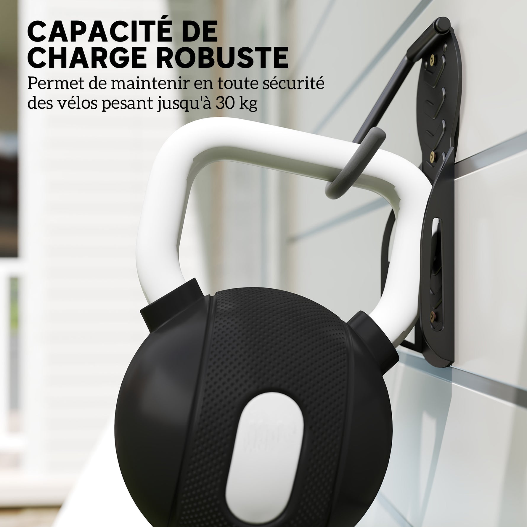 Lot de 4 support de vélo mural crochet de mur pour cintre de vélo pour intérieur et extérieur 25,5 x 10,5 x 4 cm noir