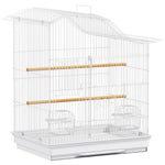 Cage à oiseau volière avec 4 portes, 2 perchoirs, plateau coulissant, pour inséparables perruches 4,7,5x36x54,5cm, blanc