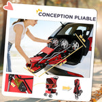 Poussette buggy pliable animaux chariot pliante chien chat porte-gobelet panier de rangement 75 x 45 x 97 cm rouge