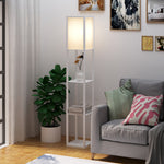Shelf floor lamp 26L x 26W x 160H cm 3 shelves 4 levels White MDF