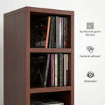 Opbergmeubel voor cd's en dvd's, kolomkast, opbergkast met 12 vakken, max. capaciteit 204 cd's, 21 x 20 x 175 cm, bruin