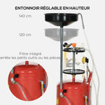 Récupérateur d'huile de vidange portable 2-en-1 avec hauteur réglable et vidangeur d'huile pneumatique de 80L
