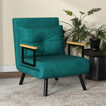 Fauteuil convertible 1 place fauteuil-lit chauffeuse 3 en 1 dossier réglable oreiller tissu velours 63x73x81cm vert