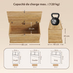 Coffre de Rangement, Banc de Rangement avec Couvercle Rabattable et Charnières de Sécurité, 80 x 40 x 45 cm, Naturel