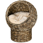 Elevated cat bed basket, cozy cave nook for maximum comfort, dim. 40L x 37W x 51H cm, soft beige cushion included