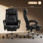 Fauteuil de bureau massant et chauffant chaise de bureau avec hauteur réglable dossier inclinable 67x72x111-119cm noir