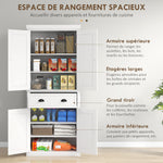 Armoire de cuisine buffet cuisine multi-rangements étagères réglables 4 portes grand tiroir 76,2 x 40,2 x 183 cm blanc
