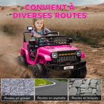 Voiture électrique enfant 4x4 télécommande 2,4Ghz, 2 moteurs 12 V, vitesse réglable, musique, klaxon, lumières LED, noir