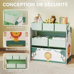 Meuble rangement enfant à 3 niveaux, étagère de rangement pour jouets enfants avec 6 boîtes en tissu amovibles, vert