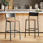 Lot de 2 tabourets de bar, chaises de bar, assise 72,5H cm, dossier et repose-pieds, pieds en métal, brun rustique
