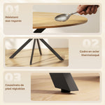 Table à Manger Ronde pour 4 Personnes 100 cm, Style Industriel avec Plateau Aspect Bois, Piètement Croisé en Acier Chêne