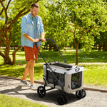 Poussette pliable animaux chien chat nacelle amovible bandoulières 4 roues 81 x 58 x 97,5 cm kaki