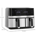 Olio gabeko aire-frijigailua, Air Fryer, konpartimentu bikoitza 8,5 L, 2700 W - 8 programa, tenperatura erregulagarria, tenporizadorea