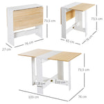 Table de cuisine pliable 103L x 76l x 74H cm en bois bicolore chêne blanc