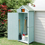 Armoire de jardin extérieur abri de jardin en bois abri pour outils 3 étagères 2 Portes loquets Toit Pente bitumé 77L x 54l x 179H cm Sapin traité Bleu