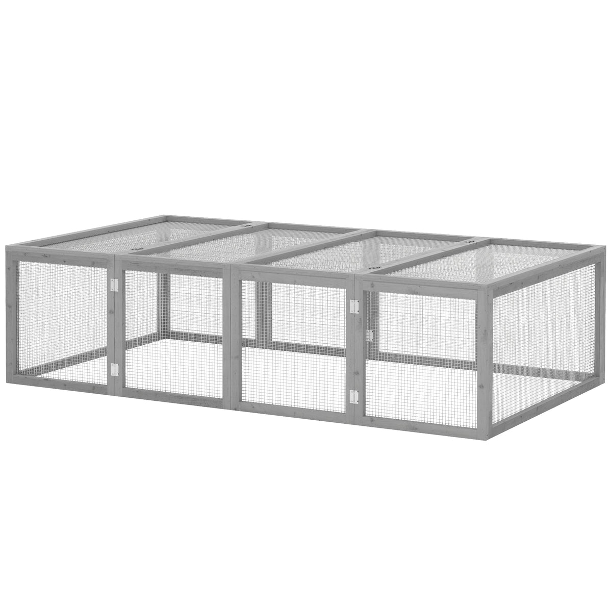 Clapier cage à lapins extérieur intérieur 2 portes supérieures 181L x 100l x 48H cm bois massif gris