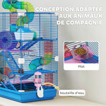 Cage pour hamster rongeur 4 étages avec tunnels mangeoire roue maison échelles 46 x 30 x 58 cm bleu