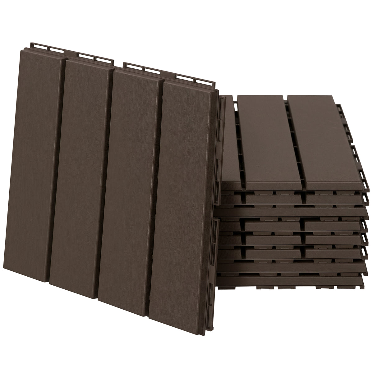 Caillebotis - Dalles terrasse - Lot de 9 - emboîtables, Installation très Simple - Petits Carreaux Composite Plastique Imitation Bois Chocolat