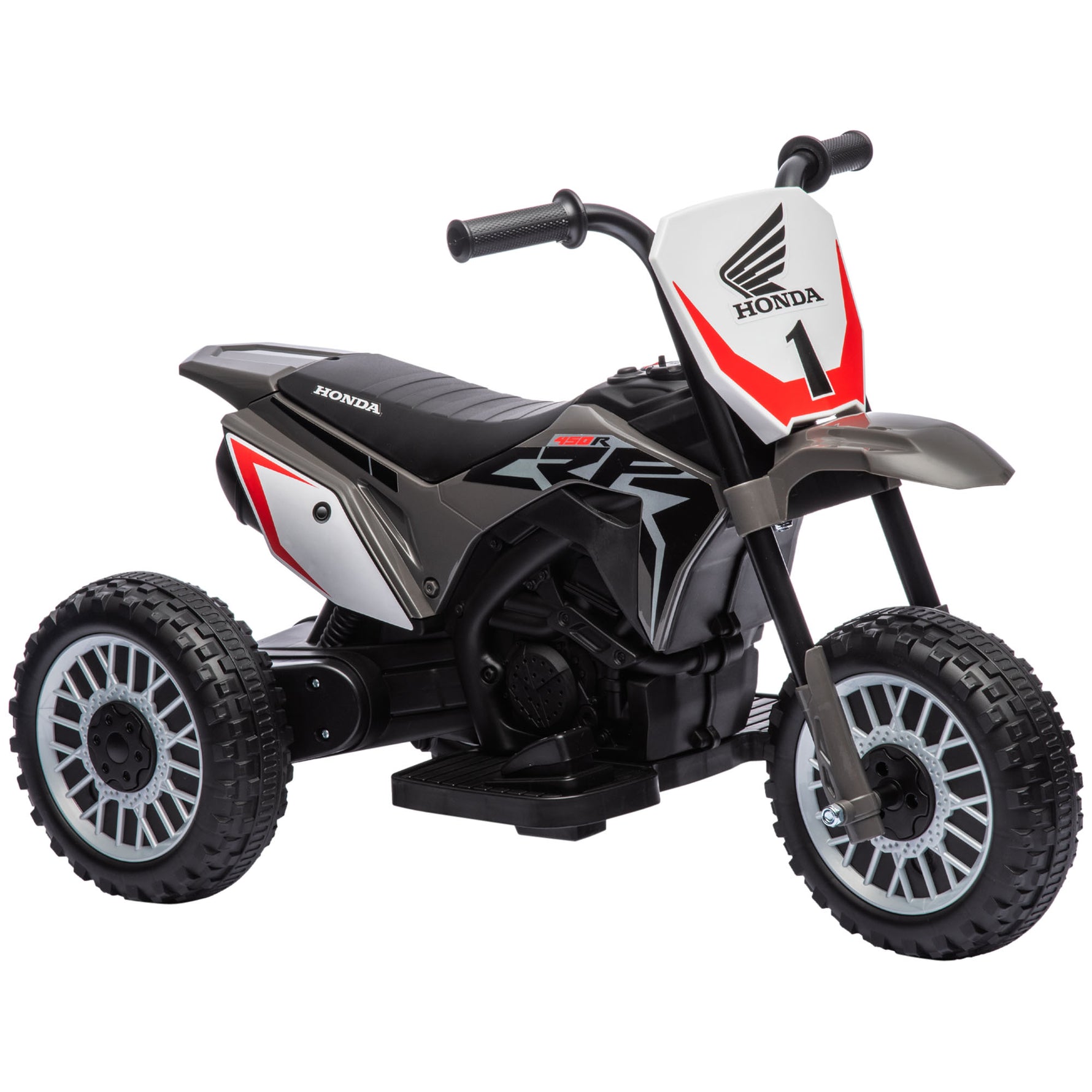 Moto cross éléctrique pour enfant licence Honda CRF450RL 3 roues batterie 6V enfants 18-36 mois gris
