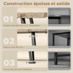 Table basse, table d'appoint moderne avec pieds en acier et plateau épais de 4 cm, 100 x 50 x 45 cm, chêne et noir