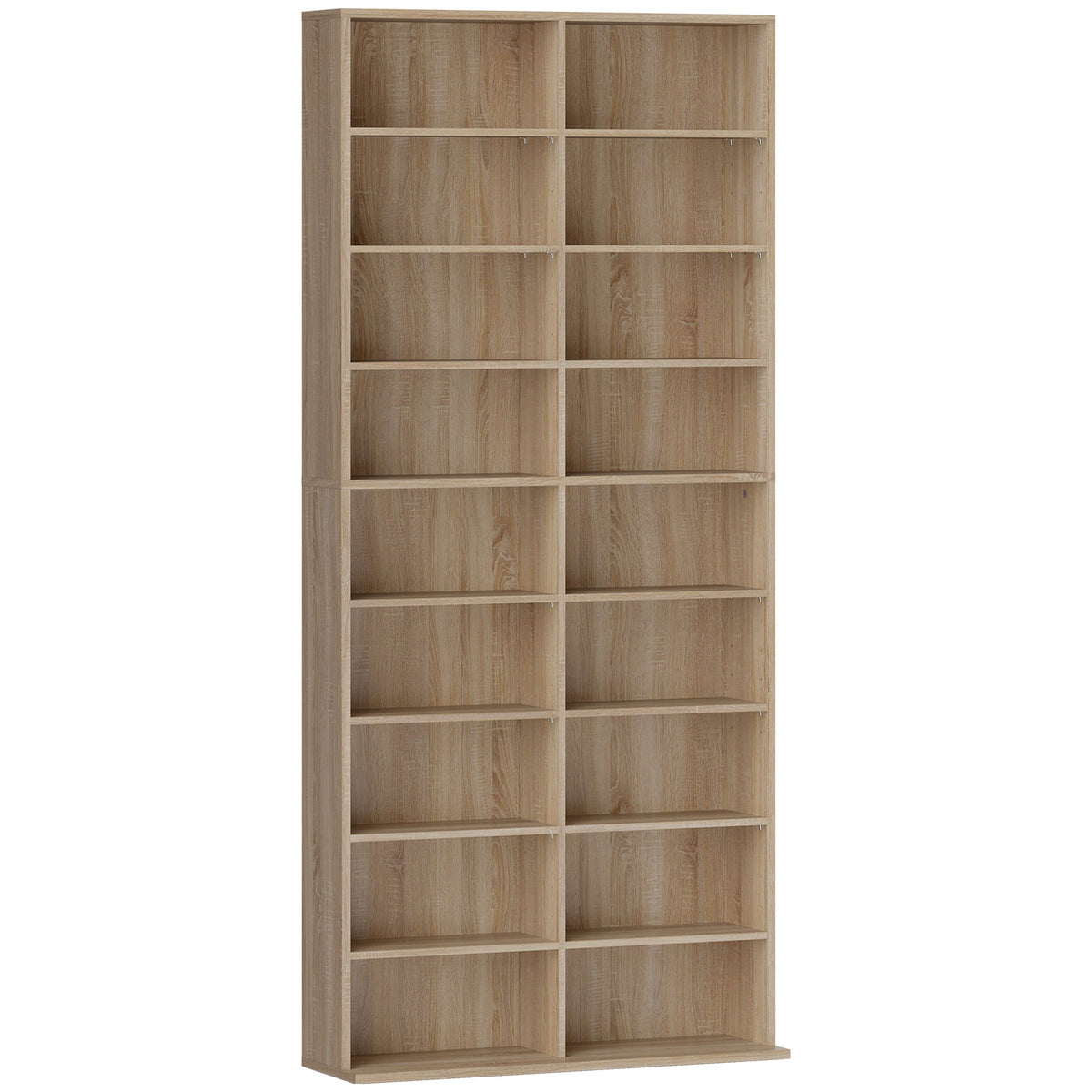 Rangements pour CD et DVD 18 compartiments capacité max. 640 CD/360 DVD 430 Blu-ray 78,5 x 24 x 175 cm bois naturel