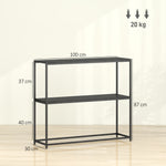 Table Console en Acier 2 Étagères Design Moderne pour Salon Entrée Couloir 100 x 30 x 87 cm Noir