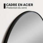 Miroir rond miroir salle de bain cadre en métal facile à installer, pour chambre, salon, entrée, Ø 70 x 2,5 cm noir