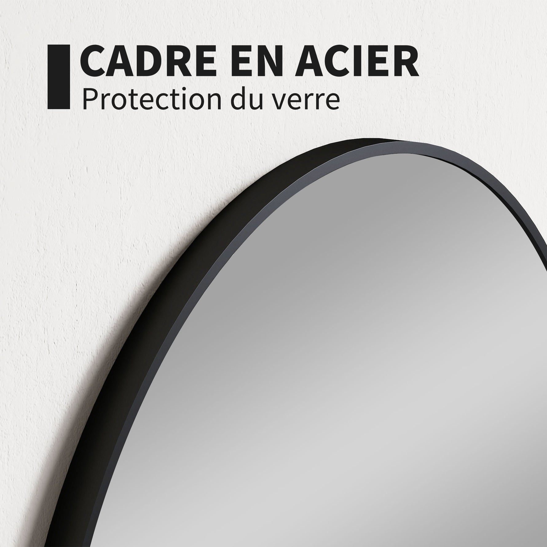 Miroir rond miroir salle de bain cadre en métal facile à installer, pour chambre, salon, entrée, Ø 70 x 2,5 cm noir