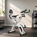 Vélo d'Appartement Pliable Vélo de Fitness 3 en 1 Silencieux Connecté Kinomap Bluetooth et Zwift 105x53,5x109cm Blanc