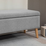 Banc coffre rangement rembourré aspect lin pour chambre à coucher, entrée, salon, charge 220 Kg, 110 x 39 x 45 cm, gris