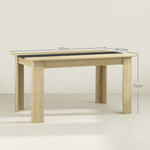 Table de salle à manger pour 6 personnes en bois aspect naturel et noir, dim. 140L x 90l x 75H cm