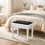 Banc de Piano, Tabouret Piano Réglable en Hauteur 45-56 cm, Banc de Clavier, Siège Rembourré en Velours, Blanc