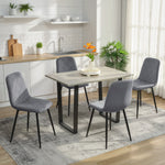 Lot de 4 chaises de salle à manger rembourrées avec dossier haut, pieds en acier et tissu effet velours, gris