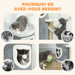 Tour pour chat à 4 niveaux arbre à chat stable avec griffoirs en sisal et bord en peluche 2 plateformes 50x36x101cm gris