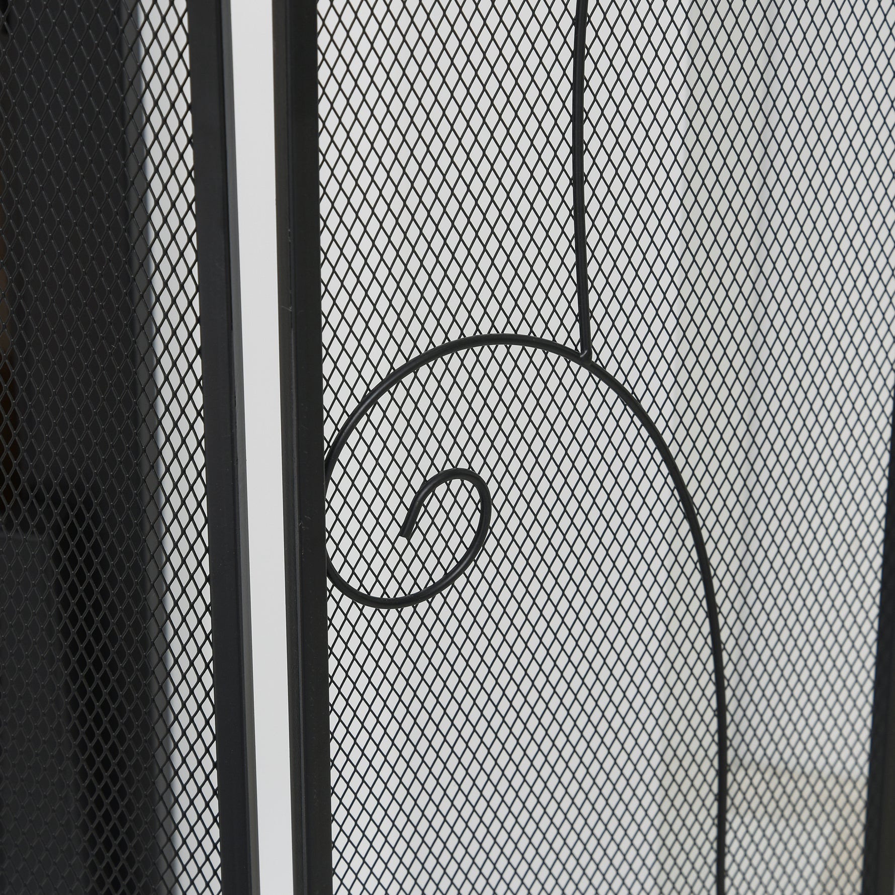 Pare-feu pour cheminée ou poêle design élégant Pare-étincelles 3 Volets Pliables dim. 132,5L x 76,5H cm Acier métal Noir