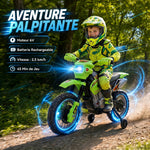 Elektro-Motorrad für Kinder, Kinder-Motocross mit 6-V-Batterie, Scheinwerfern, Musik und Stützrädern, 3 bis 6 Jahre, Traglast 25 kg, Grün und Schwarz