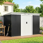 Abri de jardin en acier galvanisé XXL 3,6 m² avec kit de fondation 280 x 130 x 172 cm, cabane de jardin cabanon rangement outils avec portes coulissantes verrouillables aérations, noir