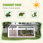 Maison enclos cage habitat pour petit animal tortues avec 2 espaces 91 x 60,5 x 32 cm bois massif marron clair