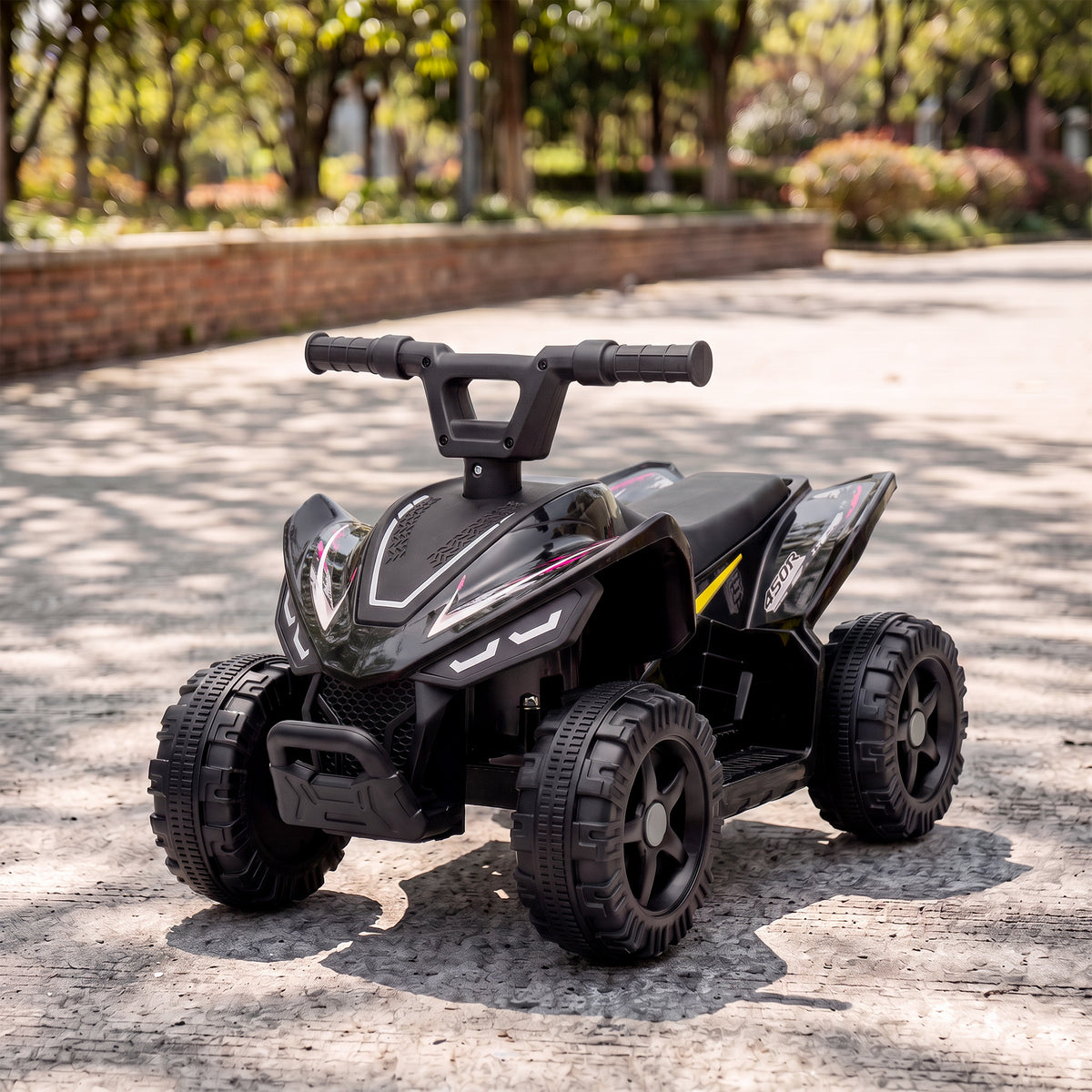 Haurrentzako Quad Elektrikoa 6 V, Haurrentzako Auto Elektrikoa, Litiozko Bateria, Abiadura Max. 2 Km/O, 18-48 Hilabete, Beltza
