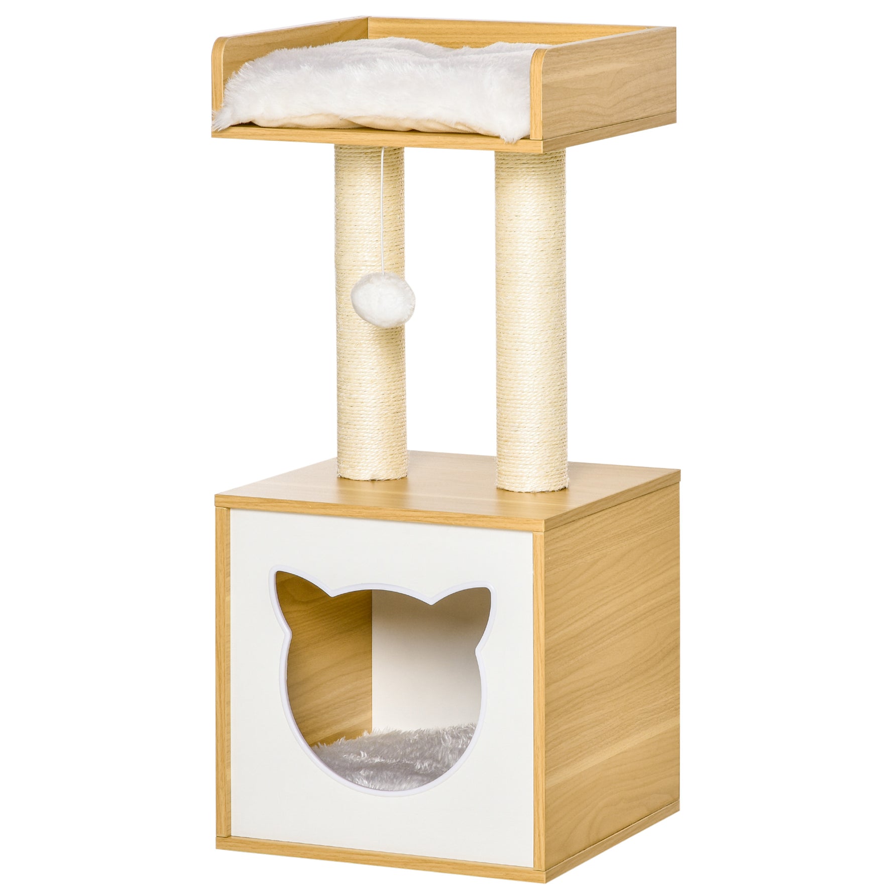 Arbre à chat griffoir pour chat arbre à grimper niche maison pour chat plate-forme supérieure balle suspendue hauteur 81 cm
