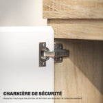 Meuble TV 2 portes pour téléviseurs jusqu'à 60 pouces, meuble télé avec placard et étagère ouverte, effet bois naturel