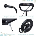 Trottinette enfant patinette pneus 30 cm Hauteur Guidon réglable poignée Frein et béquille Acier pour enfants à partir de 5 ans Noir