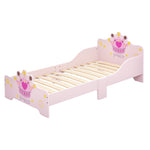 Lit Enfant 140 x 70 cm - lit d'enfant Design Princesse Motif Couronne - sommier à Lattes Inclus - MDF Contre-plaqué Rose