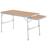 Table Pliante Table de Camping Table de Jardin avec rallonge Hauteur réglable Aluminium MDF Imitation Bambou