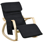 Fauteuil relax à bascule fauteuil allaitement avec repose-pieds réglable, poche latérale et appui-tête, noir