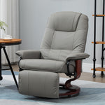 Fauteuil relax inclinable repose-pieds réglable pivotant 360° piètement bois revêtement PU respirant et doux gris
