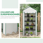 Serre de jardin Serre 5 niveaux avec 1 porte enroulable, Bâche en PE Renforcée Résistante dim. 90L x 49l x 193H cm